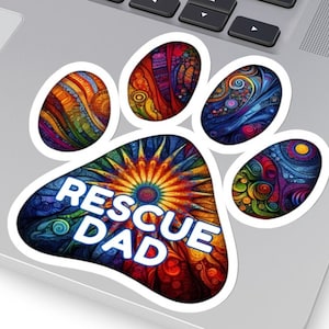Rescue Dad Pet Adoption Sticker, Dog Lover Water Bottle Sticker, Rescue Dog Sticker, Pet Adoption Sticker, Dog Dad Gift, Laptop Sticker