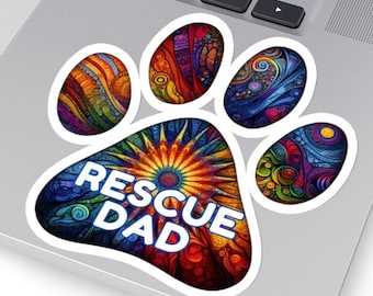 Rescue Dad Paw Print Sticker, Dog Lover Gift