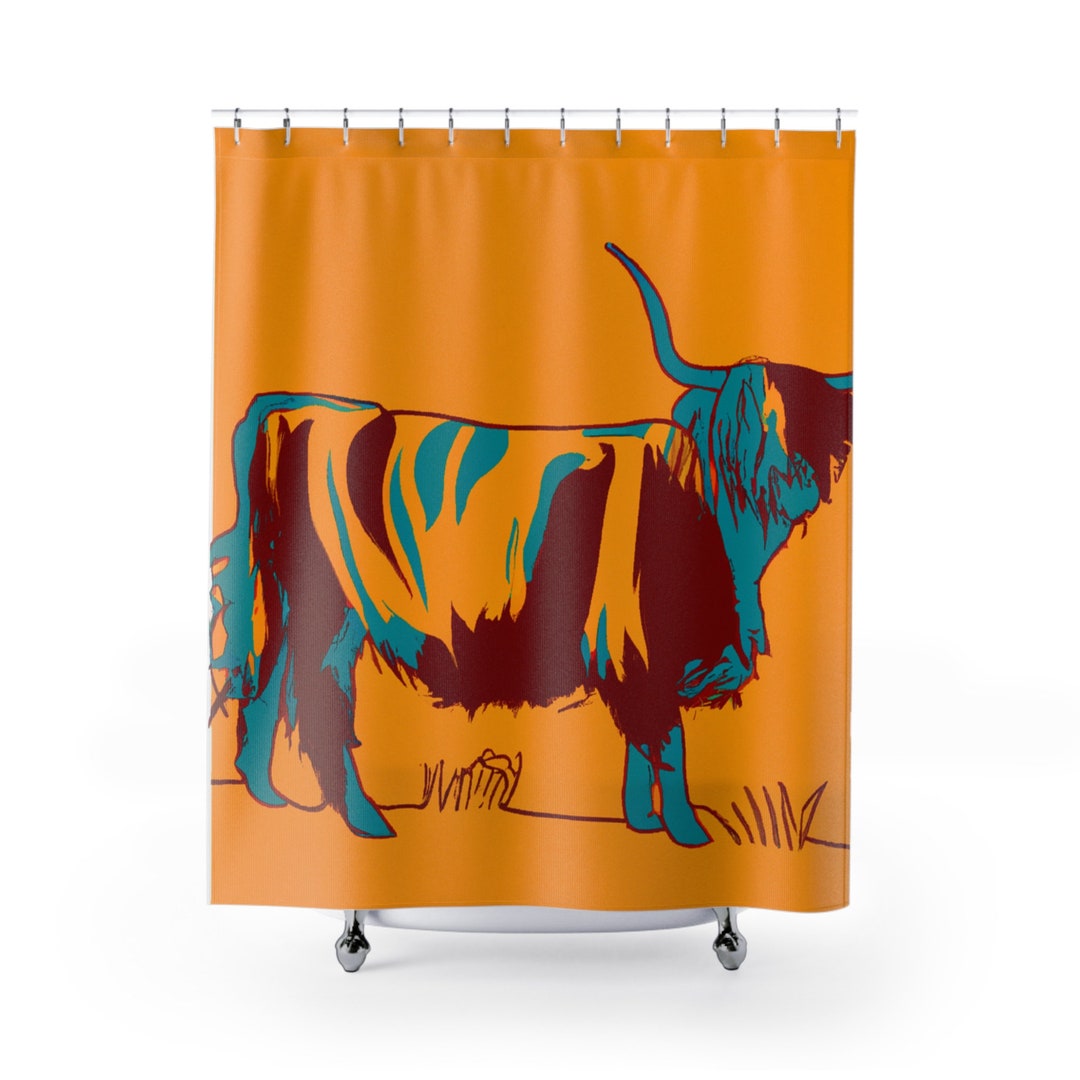 Highland Cow Shower Curtain Modern Art Decor Bold Style Etsy