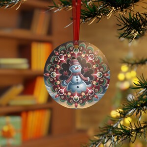 Mandala Weihnachtsbaumschmuck, Schneemann, Weihnachtsbaumschmuck