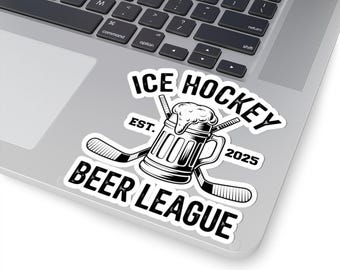 Ice Hockey Beer League Sticker: Laptop, Water Bottle Decal