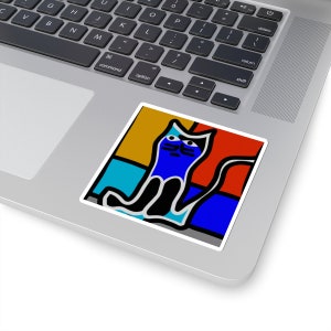 Modern Art Cat Sticker, Laptop Sticker, Vinyl Decal, Cat Love Water Bottle Sticker, Kitty Cat Sticker, Decal Sticker, Sticker Shop