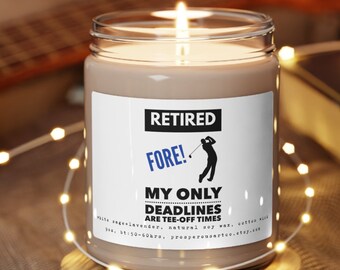 Retiring Golfer Gift Candle, Funny Retirement, Natural Soy Wax