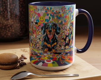 Dachshund Pop Art Mug | Dachshund Gift Coffee Cup | Dog Mom Gift | Dachshund Gift for Her | Ceramic Cup | Daschund Dogs