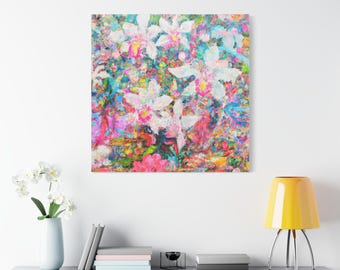 Wildflowers Canvas Art Print, Botanical Painting, Floral Wall Decor