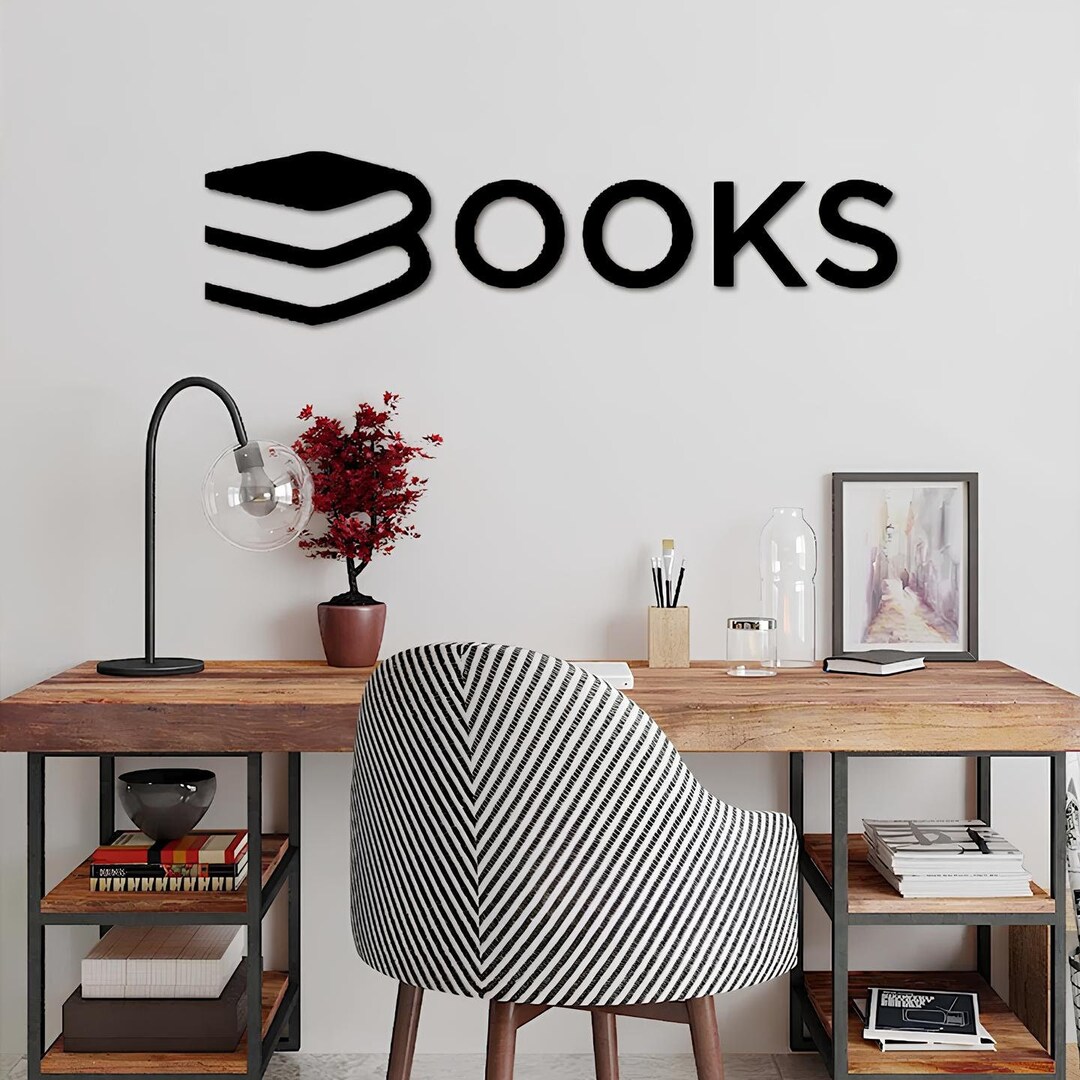 Books Wall Decor, Words Wall Signs, Letters Wall Art, Black Book