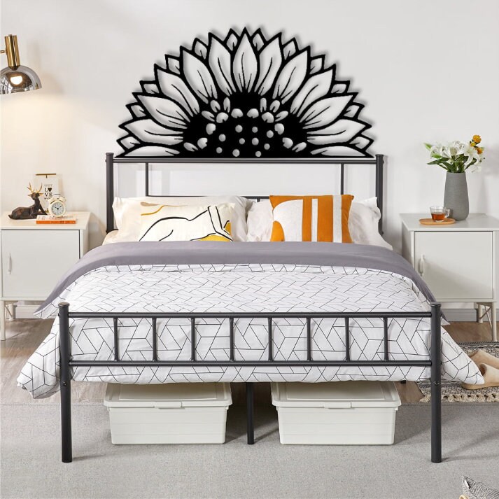 Sunflower Headboard, Mandala Patterns Headboards, Flower Bedroom Decor
