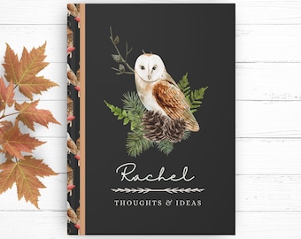 Personalized Owl Journal | Owl Gift | Custom Name Notebook | Personal Diary | Cottagecore Journal | Owl Christmas Gifts | Gift for Her