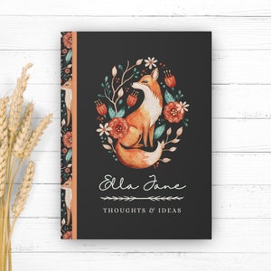 Personalized Fox Journal | Fox Gift | Custom Name Notebook | Personal Diary | Cottagecore Journal | Christmas Gifts for Girls | Gift for Her