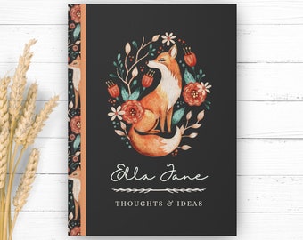 Personalized Fox Journal | Fox Gift | Custom Name Notebook | Personal Diary | Cottagecore Journal | Christmas Gifts for Girls | Gift for Her