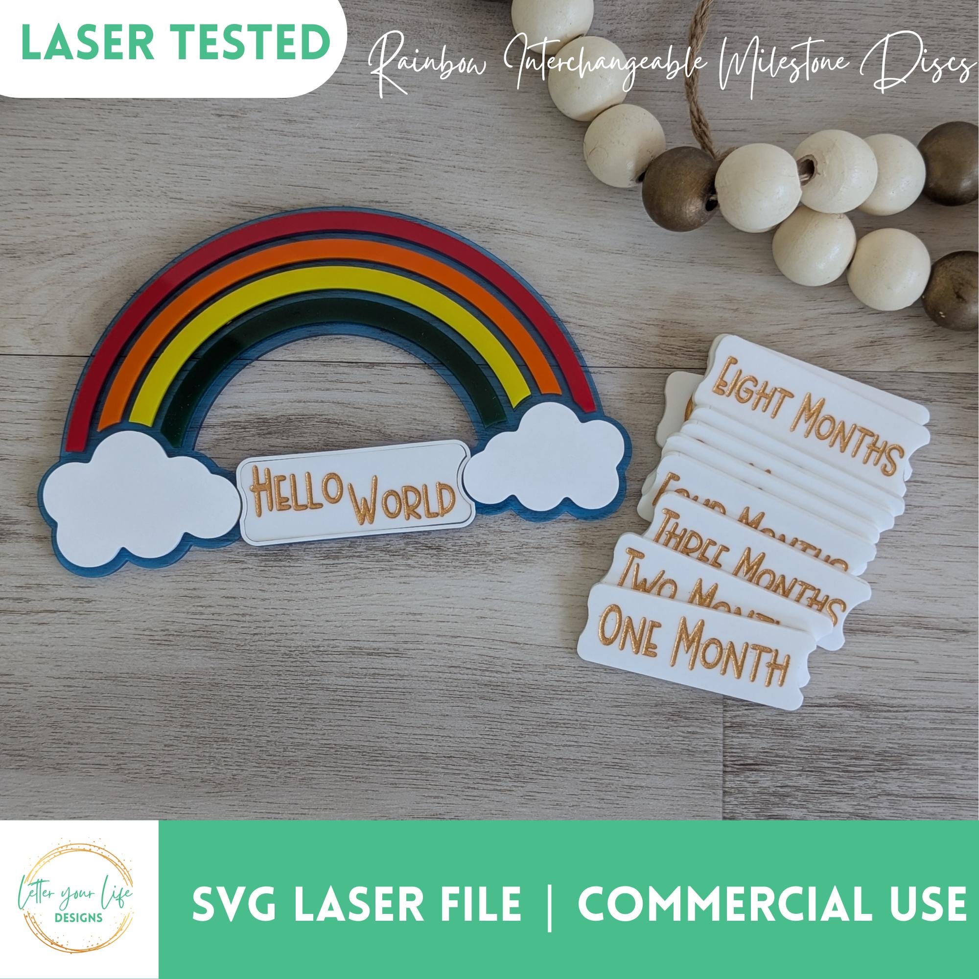 Rainbow Milestone Disc SVG File Glowforge File Baby Milestone Disc SVG ...
