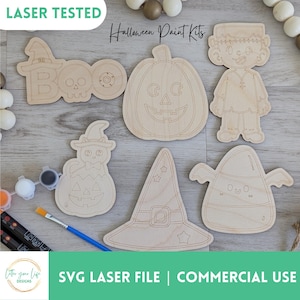 Halloween Paint Kit Laser SVG File Pumpkin Cat Witches Hat Boo SVG Files