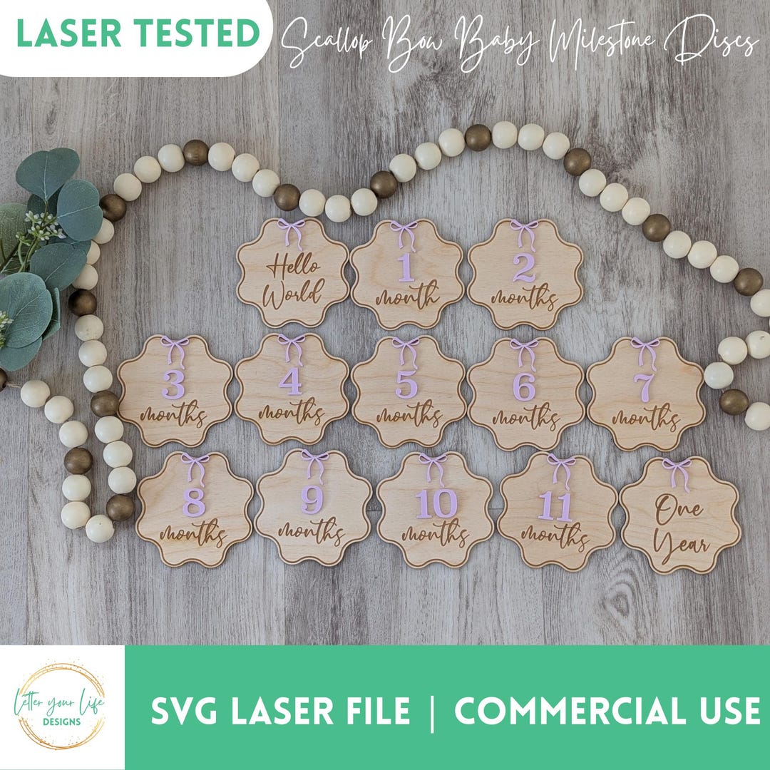 Baby Milestone Discs SVG, Laser Cut Bow Design (digital Download) - Etsy