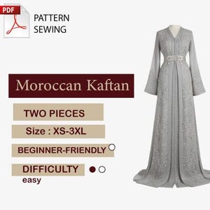 Elegante caftán marroquí: Patrón de costura en PDF de 2 piezas