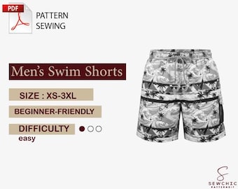 Men's Swimming Board Shorts PDF Sewing Pattern download instantnly