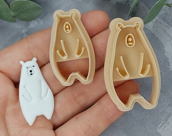 Bear clay cutters, Bear polymer clay cutter, Animal clay cutter, Forest clay cutter, Autumn clay cutter