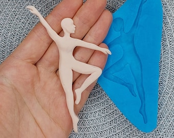 Molde de silicona para muñeca bailarina: arcilla polimérica, resina, fondant (10,5 x 6,5 cm)