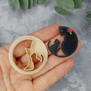 Cat & Kitten Clay Cutter: Polymer Clay, PLA Plastic (37/42mm)