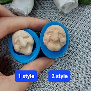 Silicone old face mold, Silicone mold of old face clay, Old face mold, Face mould, Polymer clay molds, Silicone mold face of an old witch