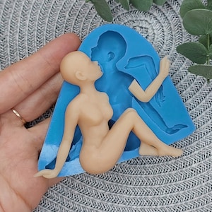 Silicone mold of doll, size 8,6х7 cm/3,4х2,4 inch, Silicone mold doll for clay,Mini doll mold, Cute doll mold, Doll mould, Mold for cup