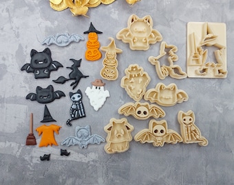 Set di formine per argilla di Halloween (10 formine), formine per argilla a forma di strega, formine per argilla di Halloween, formine per argilla spettrali di Halloween, formine per argilla autunnali