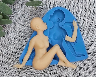 Silicone Doll Mold: Polymer Clay, Resin, Chocolate (8,6х7 cm/3,4х2,4 inch)