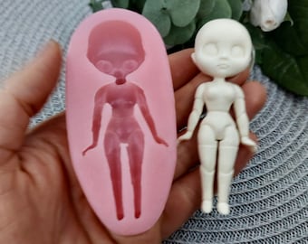 Mini Doll Silicone Mold, Polymer Clay, Resin, Chocolate (8x3.3cm)
