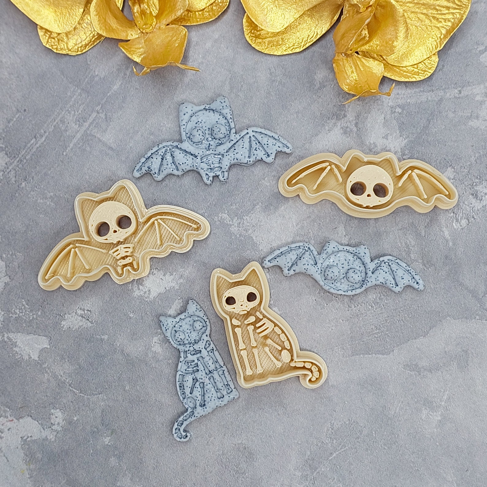 Bat Cutter Cat and Bat Skeleton Clay Cutter for Earring, Halloween Clay Cutter ...