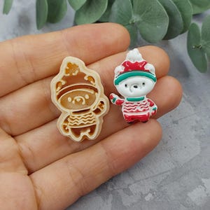Polar Bear Christmas Clay Cutter, Bear in sweater clay cutters, Bear polymer clay cutter, Animal clay cutter, Christmas clay cutter