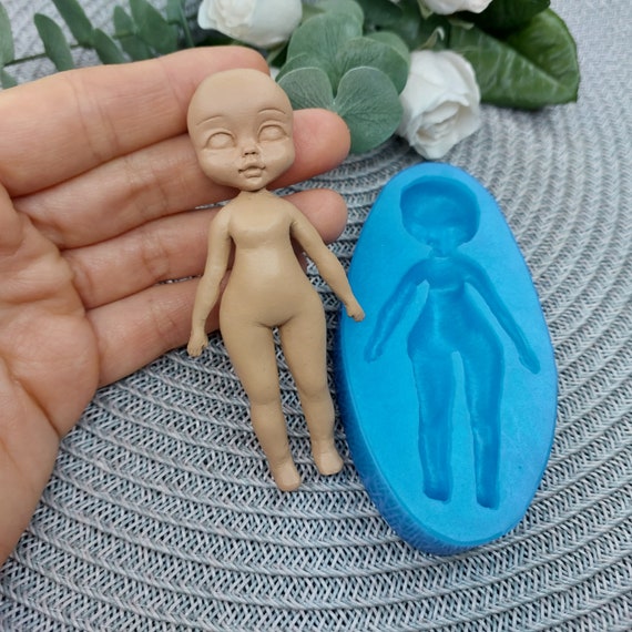 Силиконовая форма для куклы: полимерная глина, смола, помадка (9,2х4,2 см)