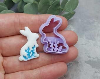 Bunny Floral Polymer Clay Cutter, Rabbit Earring Cutter, Animal Clay Earring Cutter