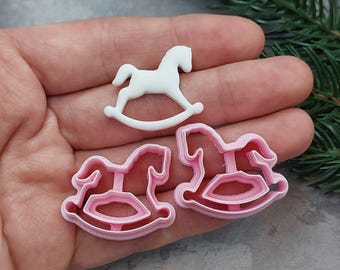 Christmas Rocking Horse clay cutters, Cute horse polymer clay cutter, Animal clay cutter