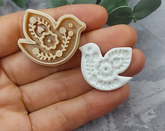 Dove clay cutter, Floral Dove Polymer clay cutter, Birs clay cutter, Earrings polymer cutter, Birds Spring Clay Cutter Set