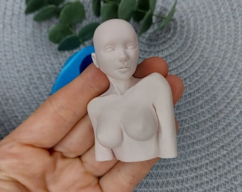 Woman Bust Silicone Mold, Doll Body Mold (7x4.5cm)
