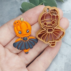 Pumpkin Polymer Clay Cutter, Pumpkin Girl Clay Cutter, Halloween clay cutter, Fall clay cutter, Spooky Halloween Clay Cutter