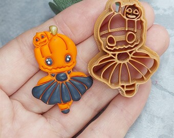 Pumpkin Polymer Clay Cutter, Pumpkin Girl Clay Cutter, Halloween clay cutter, Fall clay cutter, Spooky Halloween Clay Cutter