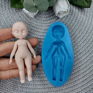 Mini Doll Silicone Mold, Polymer Clay Resin Craft (9x4.2cm)