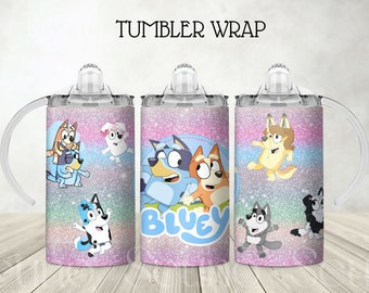 Blue Dog Tumbler Wrap, Blue Dog Kids Sublimation Designs, Cartoon 12oz Tumbler Wrap, Blue Dog Tumbler Wrap, Commercial Use