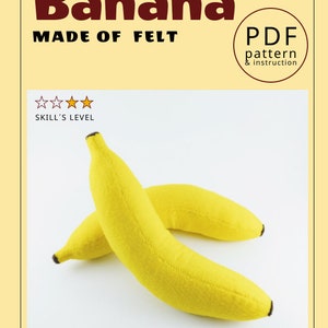 Cartamodello PDF Banana in feltro - Cartamodello PDF da cucire + Tutorial passo dopo passo - Gioca con il cibo a dimensioni reali immagine 8