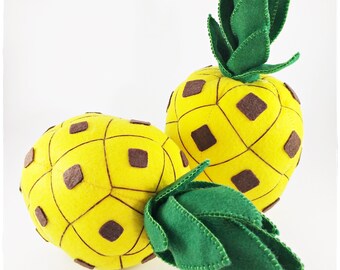Ananas in feltro PDF - Modello PDF per cucire + Tutorial passo dopo passo - Gioca con il cibo in dimensioni reali