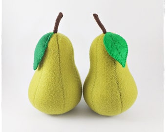 Felt Pear PDF Pattern - PDF Modello di cucito + Tutorial passo dopo passo - Gioca con il cibo in dimensioni reali