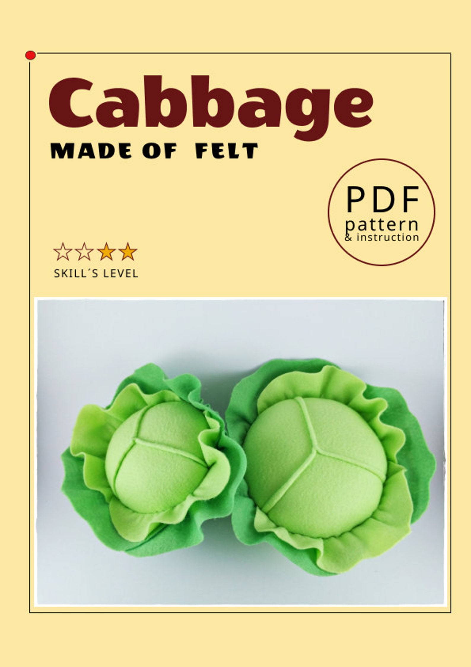 Felt Cabbage Sewing Pattern – Play Food Tutorial PDF Pattern - Etsy