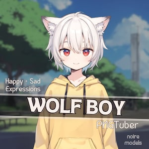 Wolf Junge PNGTuber | 2 Ausdrücke | Männliches PNGTuber Modell | Vorgefertigt | 2D-Modell l VTuber Aktiva | Veadotube | Youtube & Twitch | Niedlich