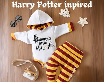 wizard potter Inspired  matching newborn outfit- Striped Nerdy look for little wizard trouble maker's