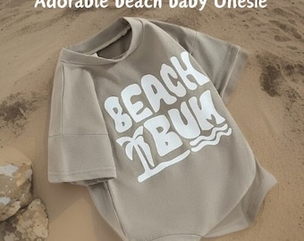 Beach Bum Newborn Onesie-Infant Boy Summer Jumpsuit-Cute Overalls for Beach Trips- Baby Clothing Gift