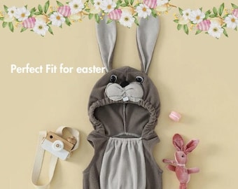 First Easter- Newborn Fleece Hoodie-Sleeveless with Cute 3D Bunny Ears- Perfect for Baby photoshoot and Unique Baby Shower Gift and Toddlers