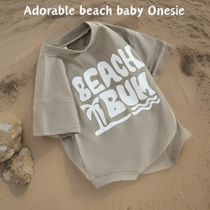 Beach Bum Newborn Onesie-Infant Boy Summer Jumpsuit-Cute Overalls for Beach Trips- Baby Clothing Gift