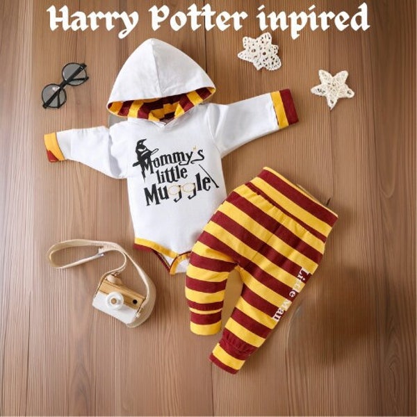 wizard potter Inspired  matching newborn outfit- Striped Nerdy look for little wizard trouble maker's