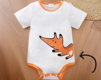 Cute Fox Newborn Bodysuit - Unisex Cotton Triangle Romper, Cartoon Fox Print for Baby Shower Gift-Perfect for little mischievous kids