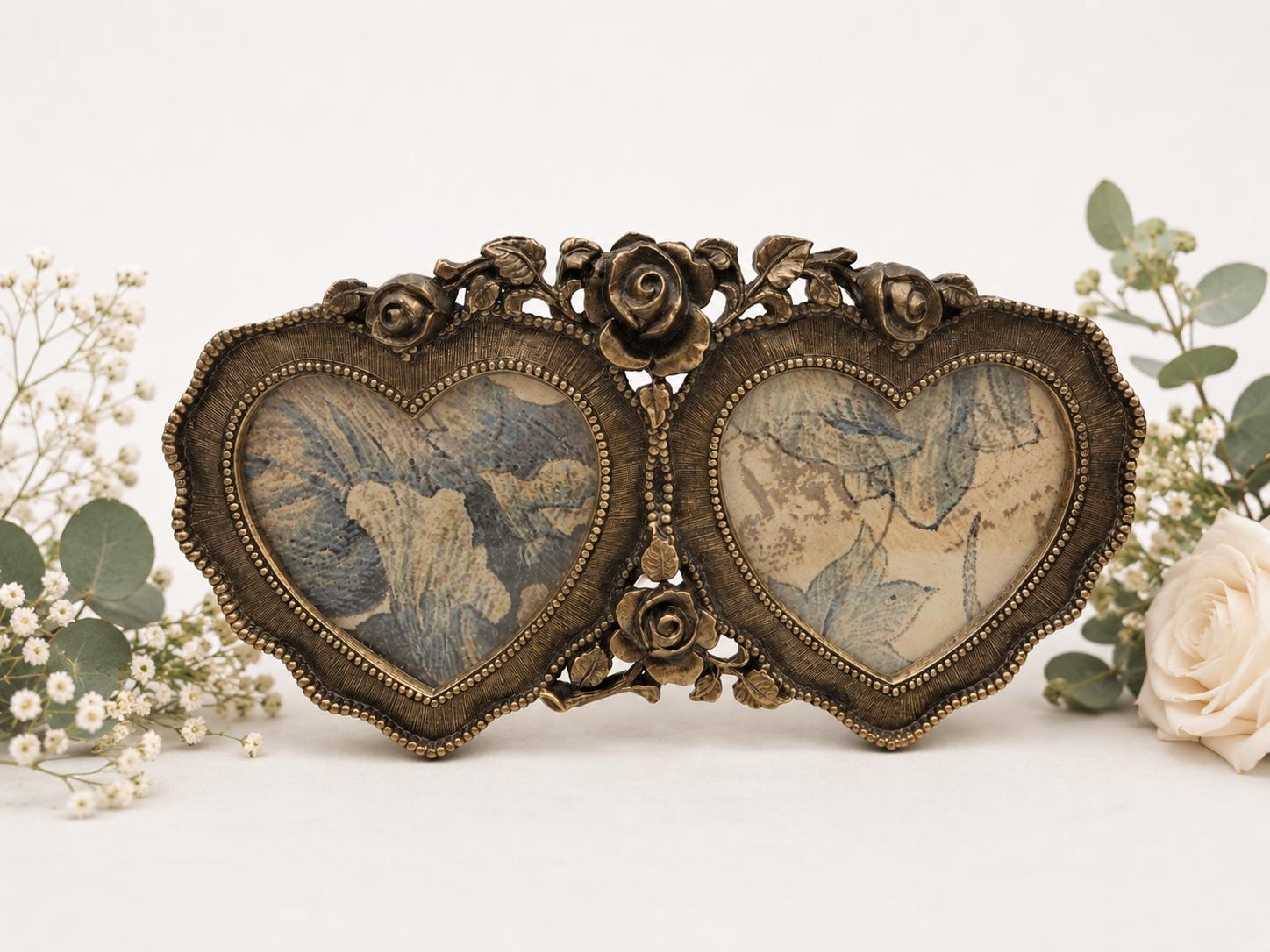 Vintage Double Heart Picture Frame - Etsy